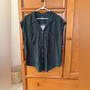 JACHS Girlfriend Black and White Polka Dot Button Down Shirt